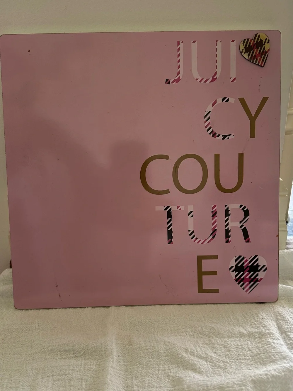 Juicy Couture Pink Plaid Lettering Wall Sign